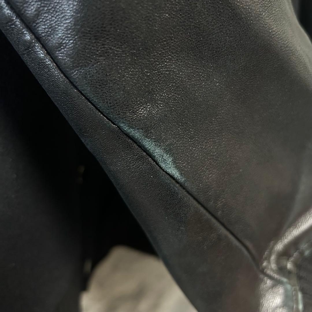 最高峰】DRAWER 本革スタジャン オールブラック ウール/シルク混 38