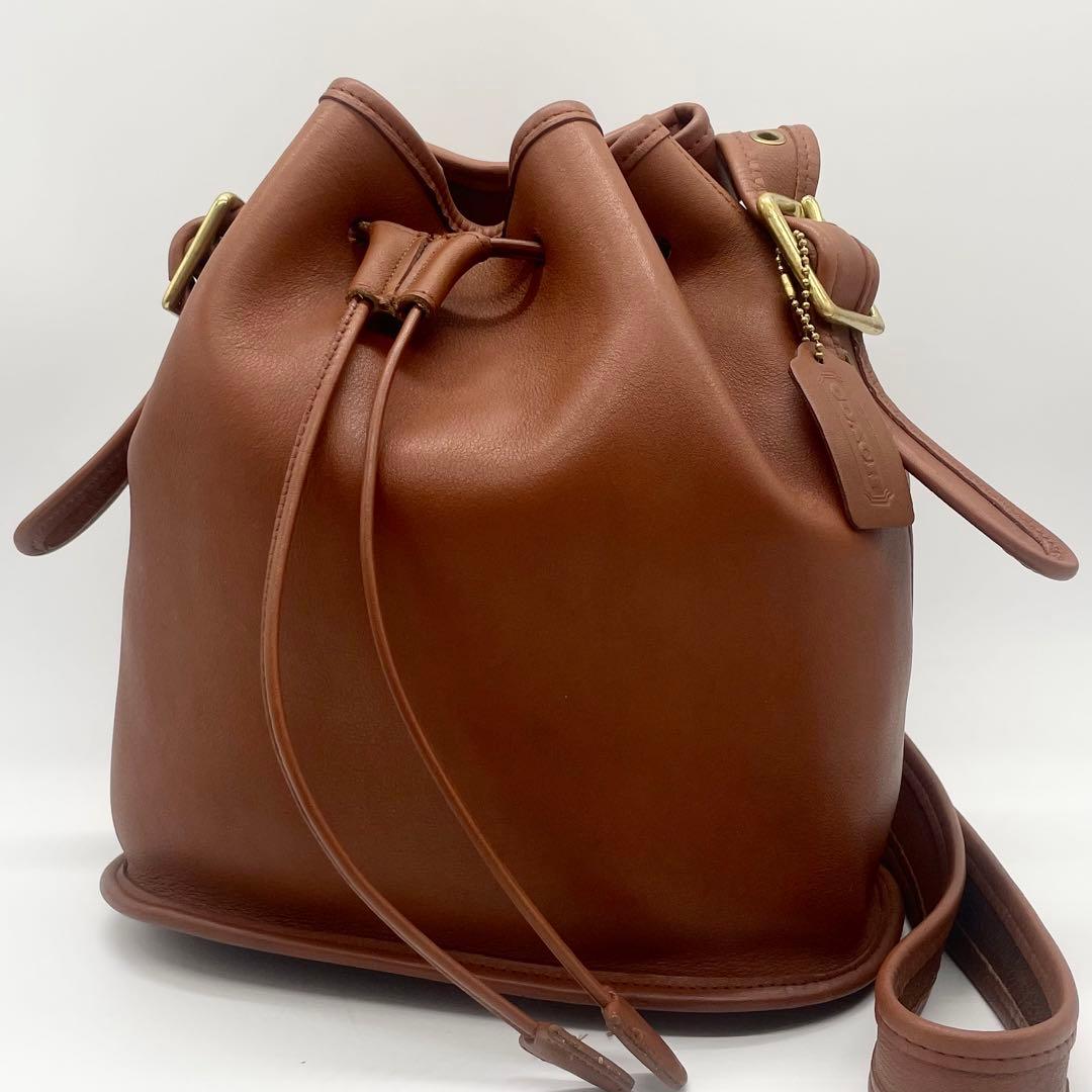極美品✨オールドコーチ 9952 ショルダーバッグ 巾着 レザー ブラウン