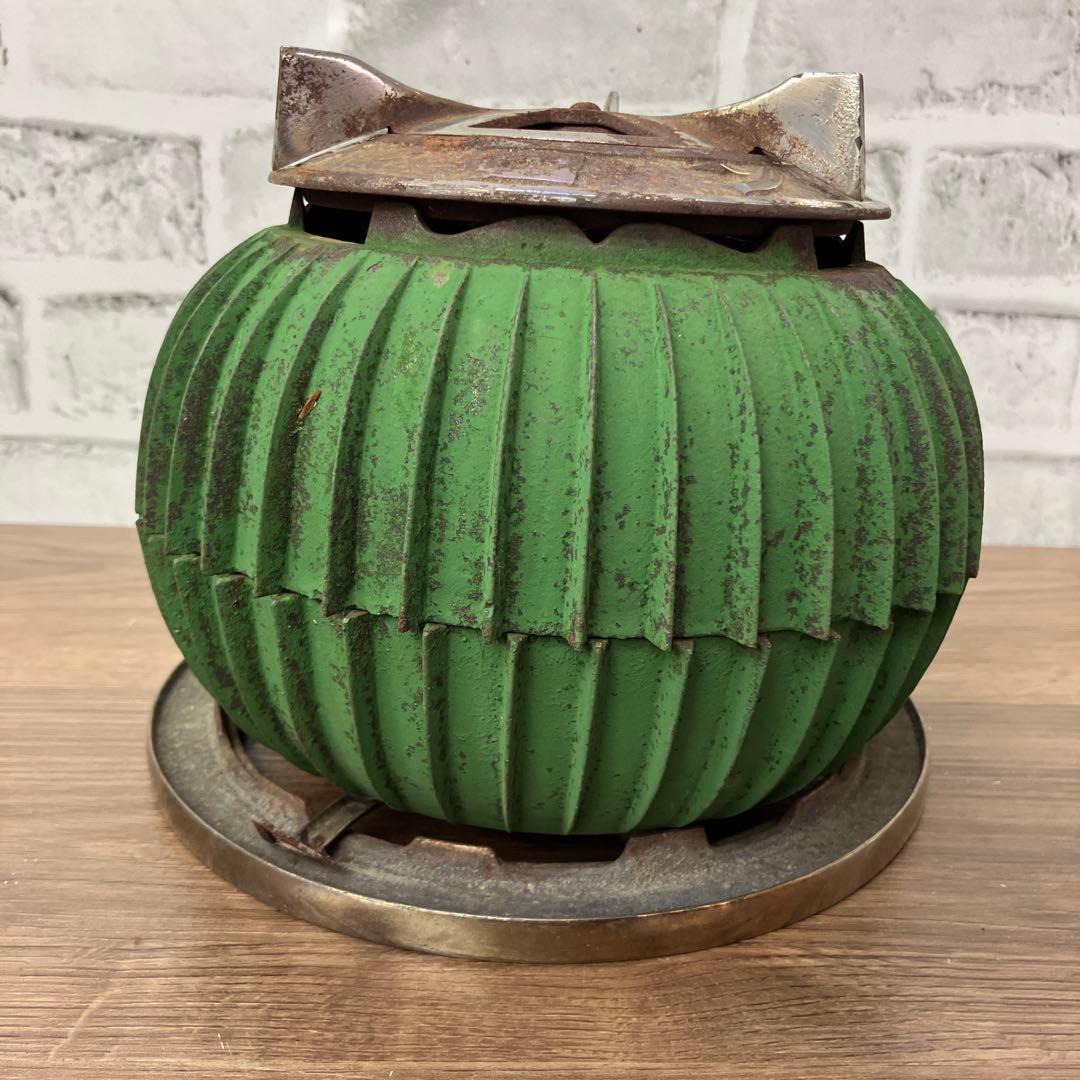 A-壁 当時物 サロンストーブ 練炭コンロ 七輪 火鉢 隠元 昭和レトロ 緑