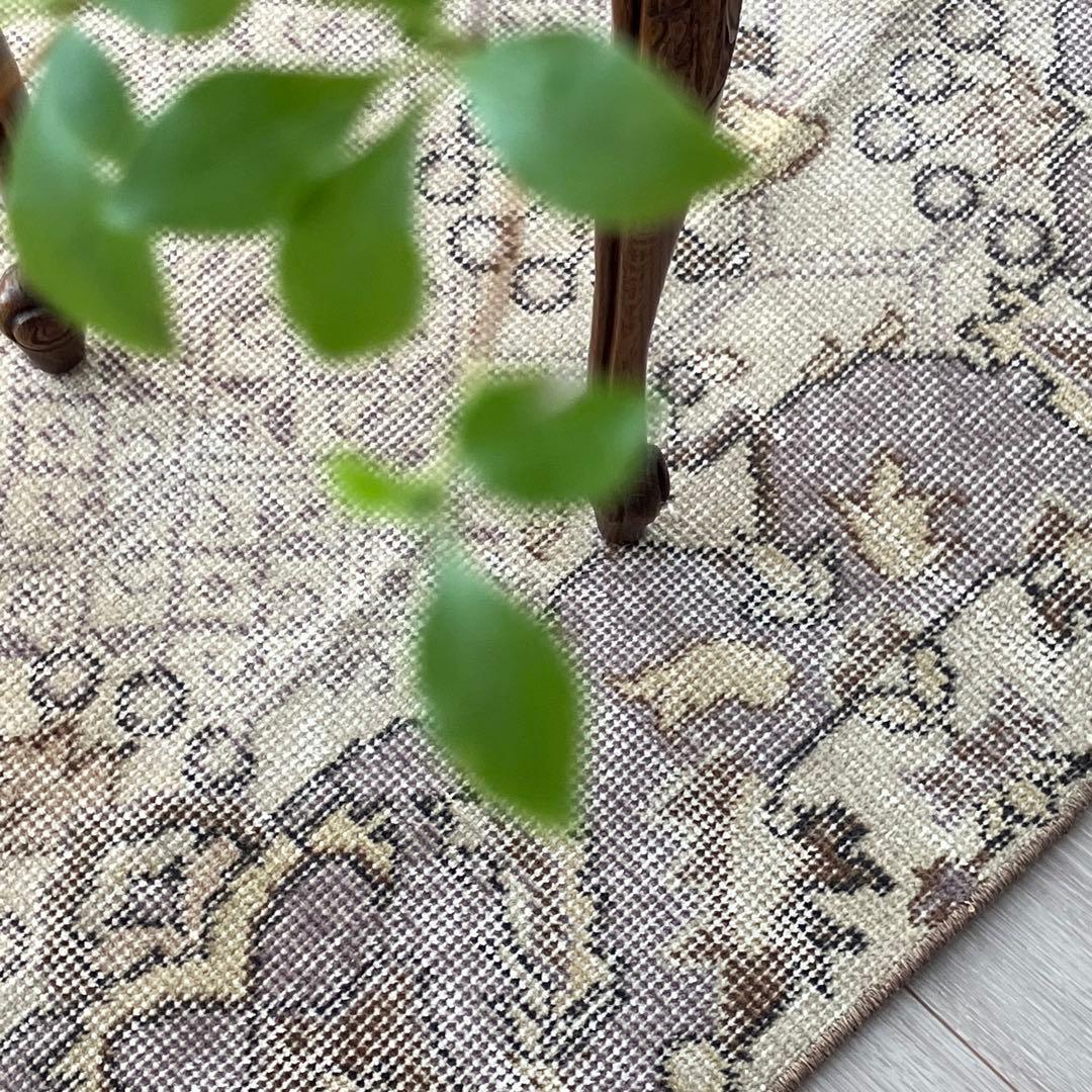 3m超ロング／76×297 グレー メダリオンランナー トルコヴィンテージラグ