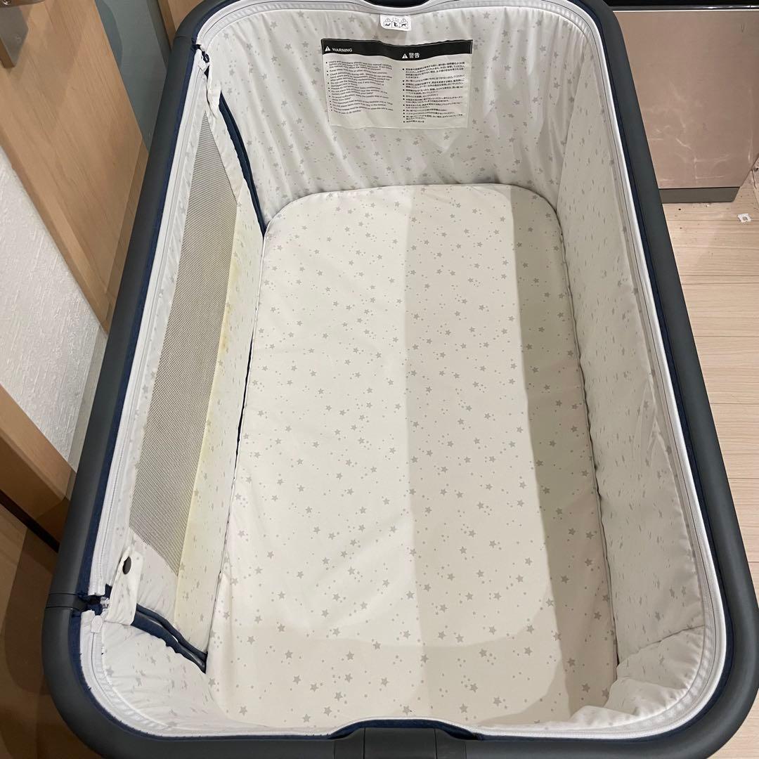 HZDMJ ベビーベッド ネイビー 折りたたみ 持ち運び - メルカリ