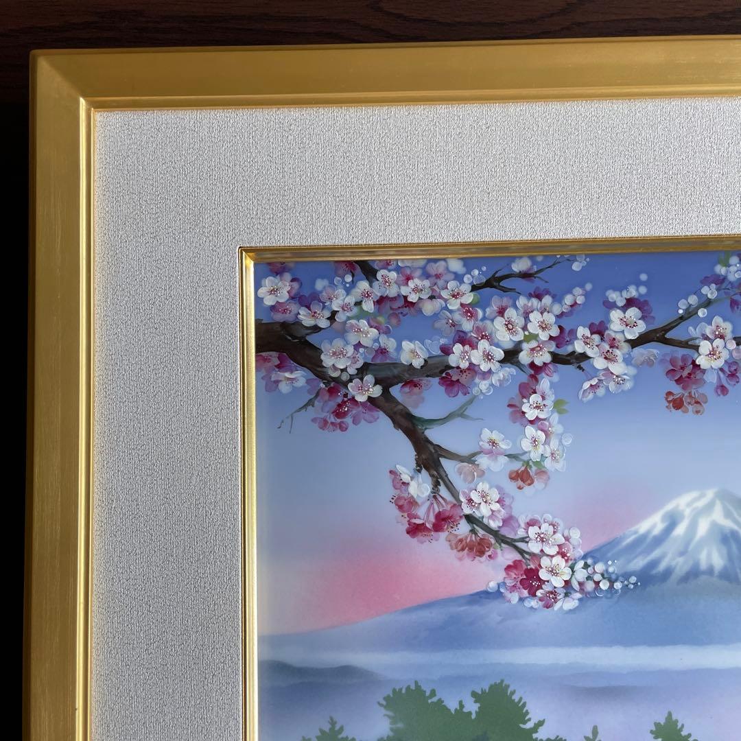 □美術品□桜に富士・陶板画□H.Bretscheider・01／25◇マイセン