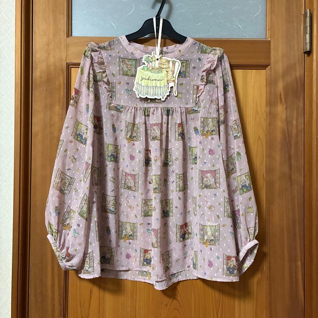 yukiemon／ユキエモン☆おはよう柄ブラウス（ピンク） - メルカリ