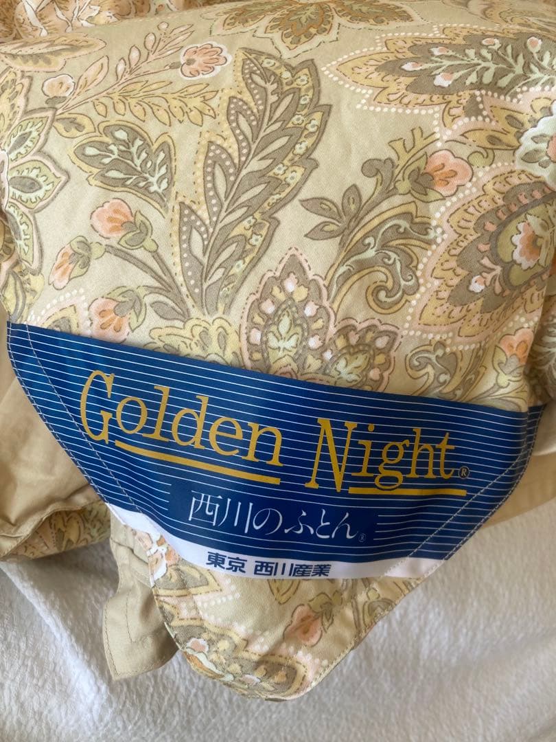 【美品】東京西川　ゴールデンナイト　羽毛掛け布団　シングル 東京西川 Golden Night 花柄羽毛布団シングルロング 西川（nishikawa