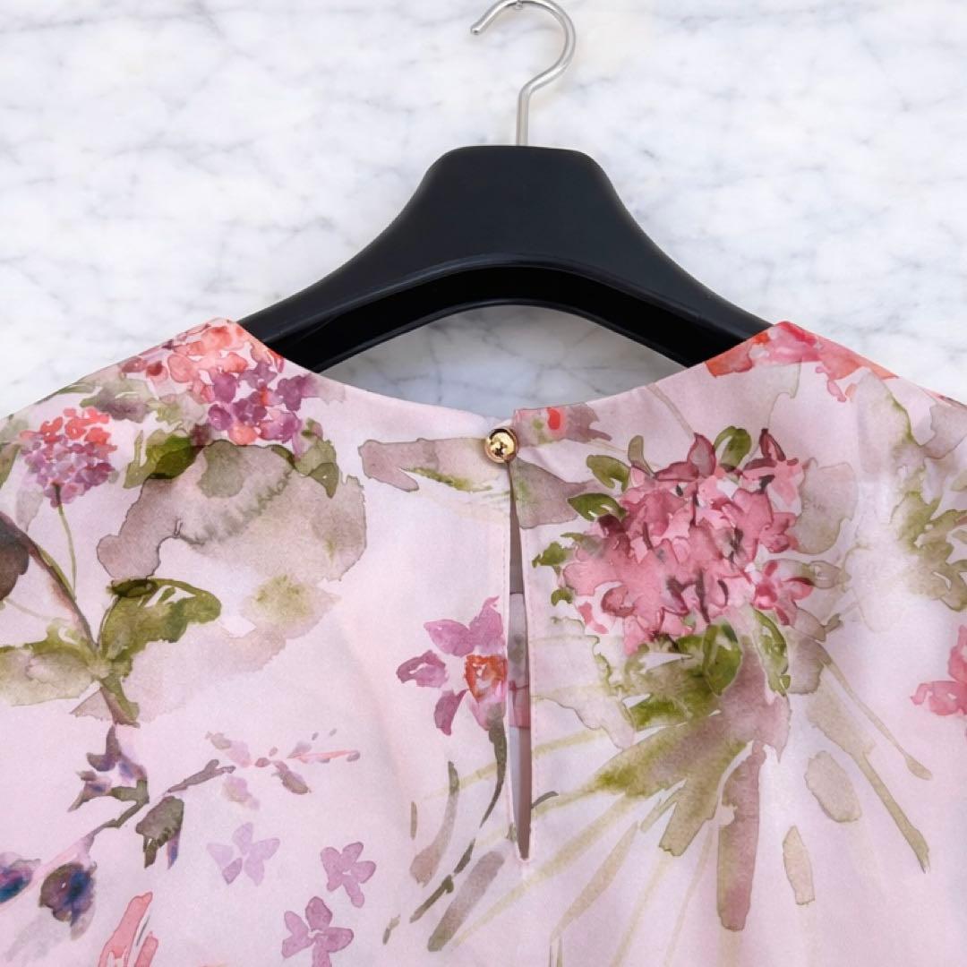 ルルウィルビー RATTI ソフトフラワープリントブラウス 水彩 ピンク