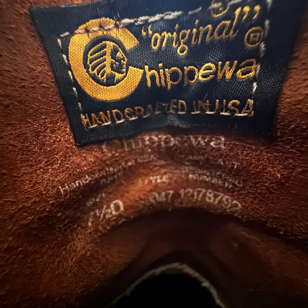 Chippewa チペワ 刺繍 黒タグ ワークブーツ レースアップ 7.5cm