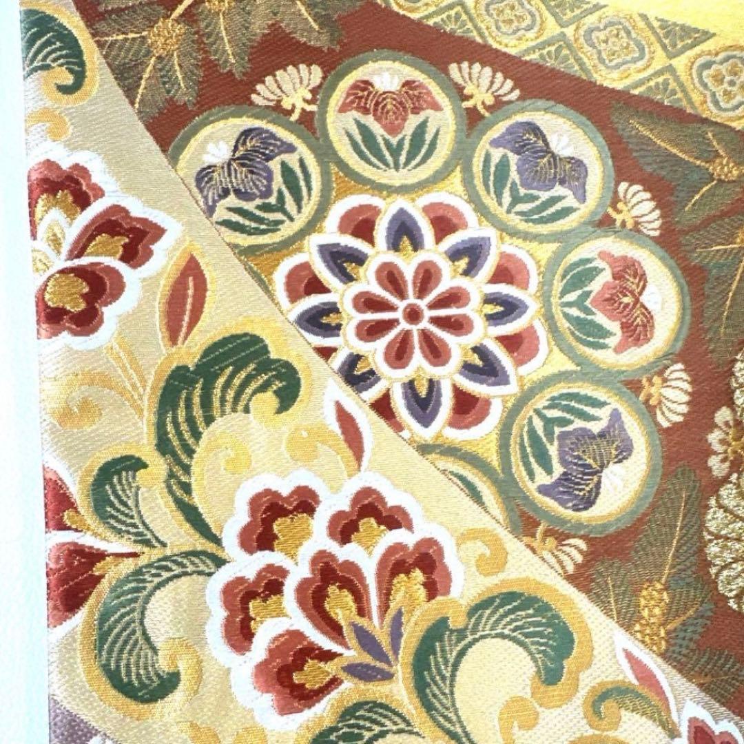 高級 正絹 六通 袋帯 鶴 宝 華文 花文 - メルカリ