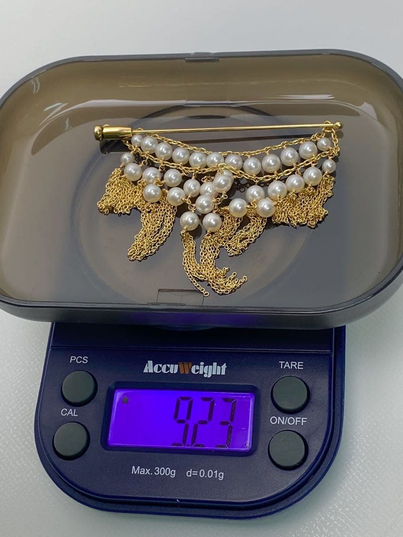 極美品 K18 本真珠 パール ブローチ ゴージャス 9.23g