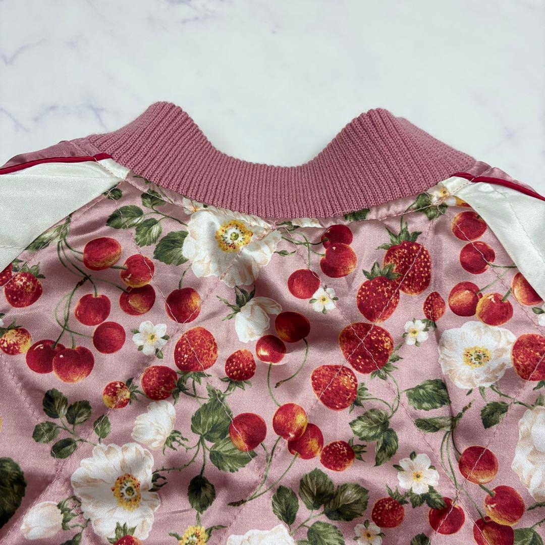 ピンクハウス リバーシブル✨スカジャン ブルゾン いちご刺繍 さくらんぼ