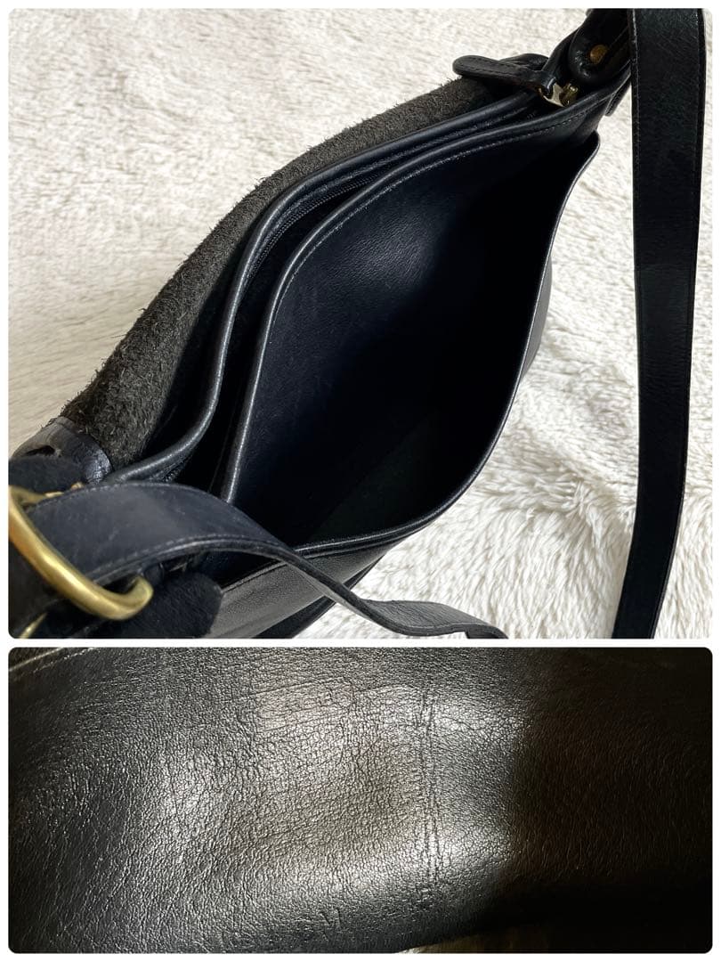 オールドコーチ COACH フラップ グラブタンレザー ショルダーバッグ 黒