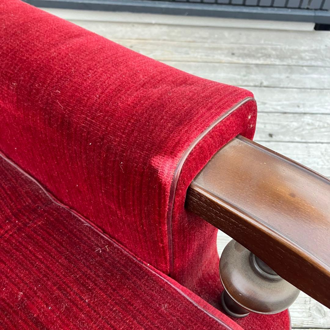 ① 昭和レトロ 古家具 一人掛けベロアソファー アームチェア