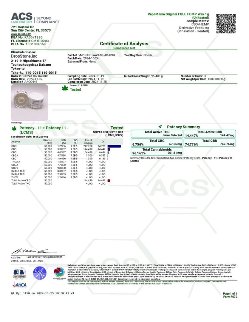 VMC FULL HEMP90% CBN WAXアムネシア ディーゼル＋ベイプ白 - メルカリ