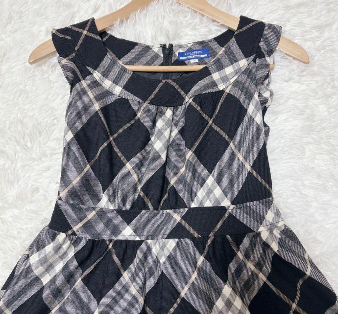 希少 バーバリーブルーレーベル ウールチェックワンピース 36 - メルカリ