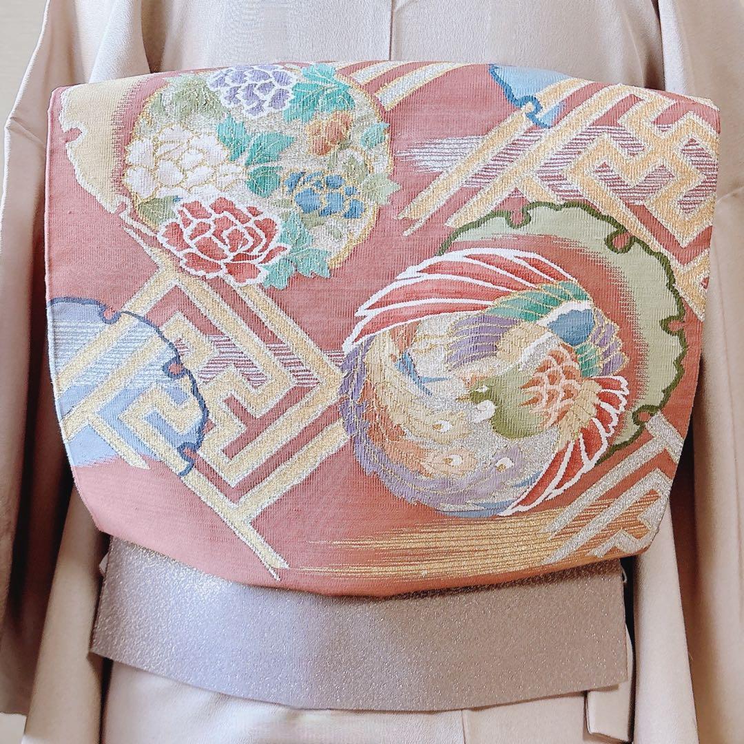 正絹 付け下げ フルセット 裄65 卒業式 入学式 お宮参 袋帯 S グレー