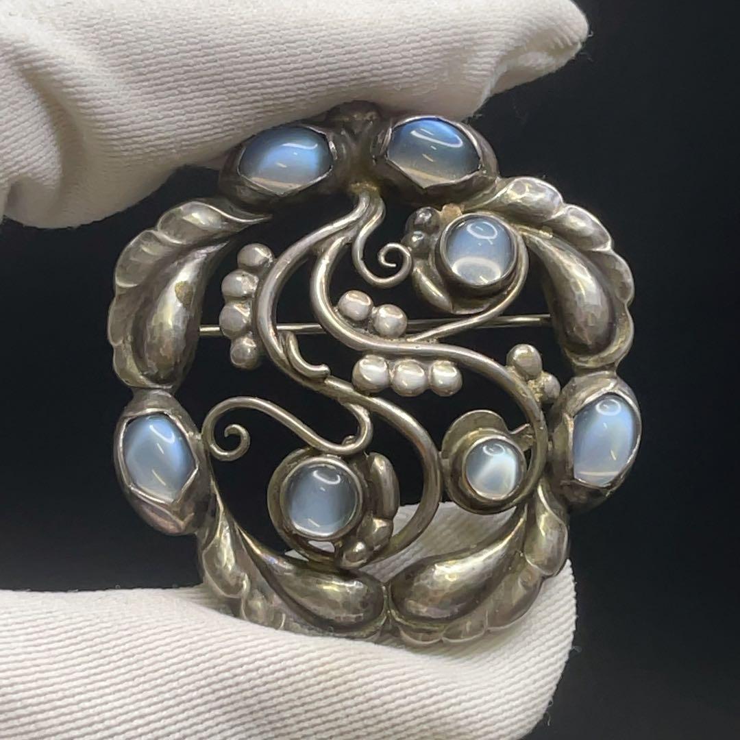 美品 GEORG JENSEN ジョージジェンセン ムーンストーン ブローチ
