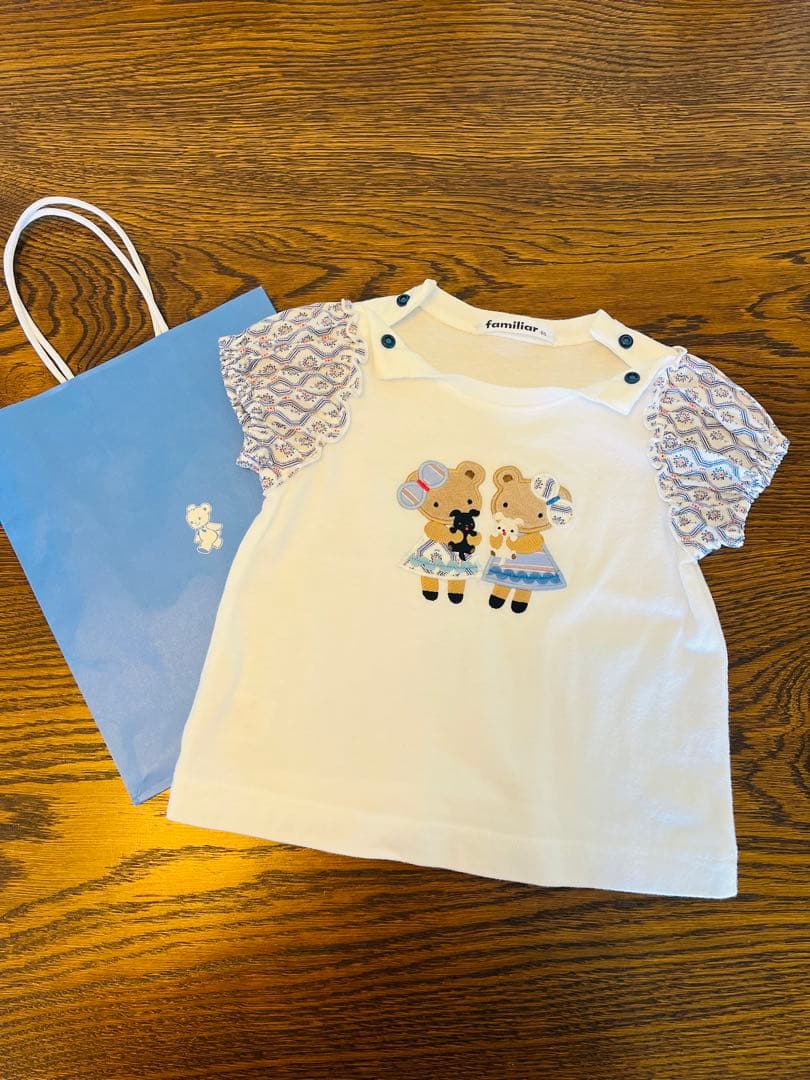 ファミリア 即完売 美品 ブルーリバティ クマ テリア Tシャツ