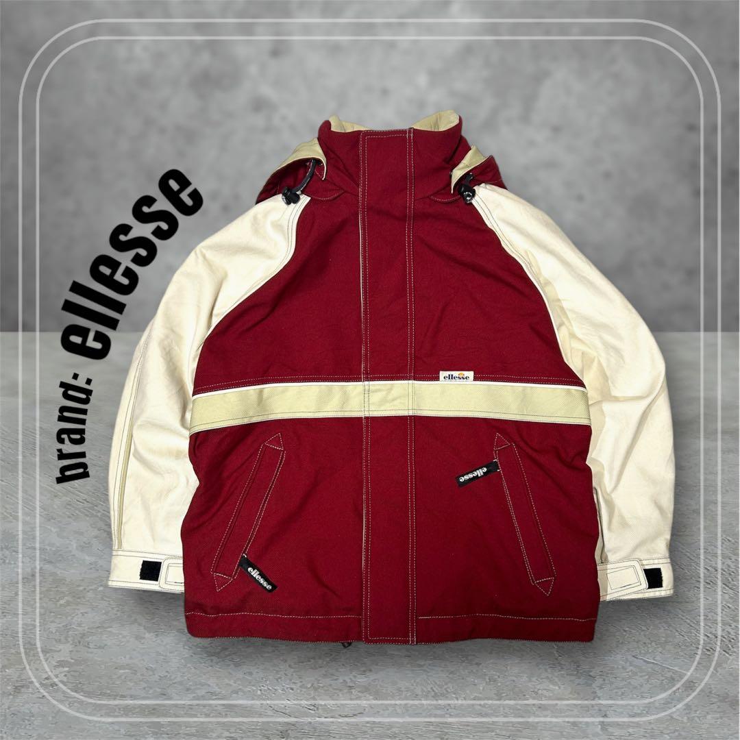 ellesse エレッセ スキーウェア スノーボードウェア ワインレッド白