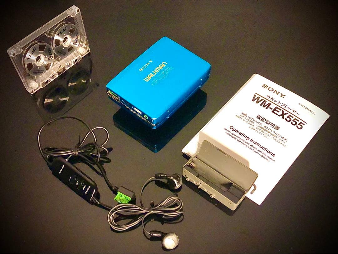 カセットウォークマン SONY WM-EX555 青色「整備済み、完動美品