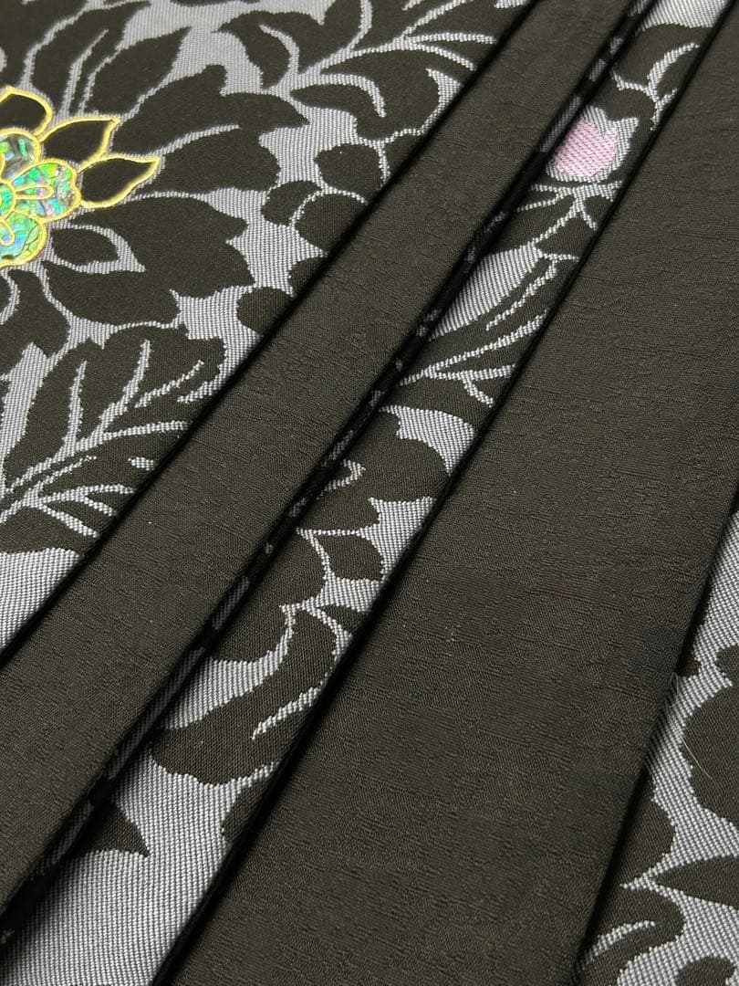 HQS-4 袋帯【藤本 隆士】螺鈿 花唐草 全通 落款