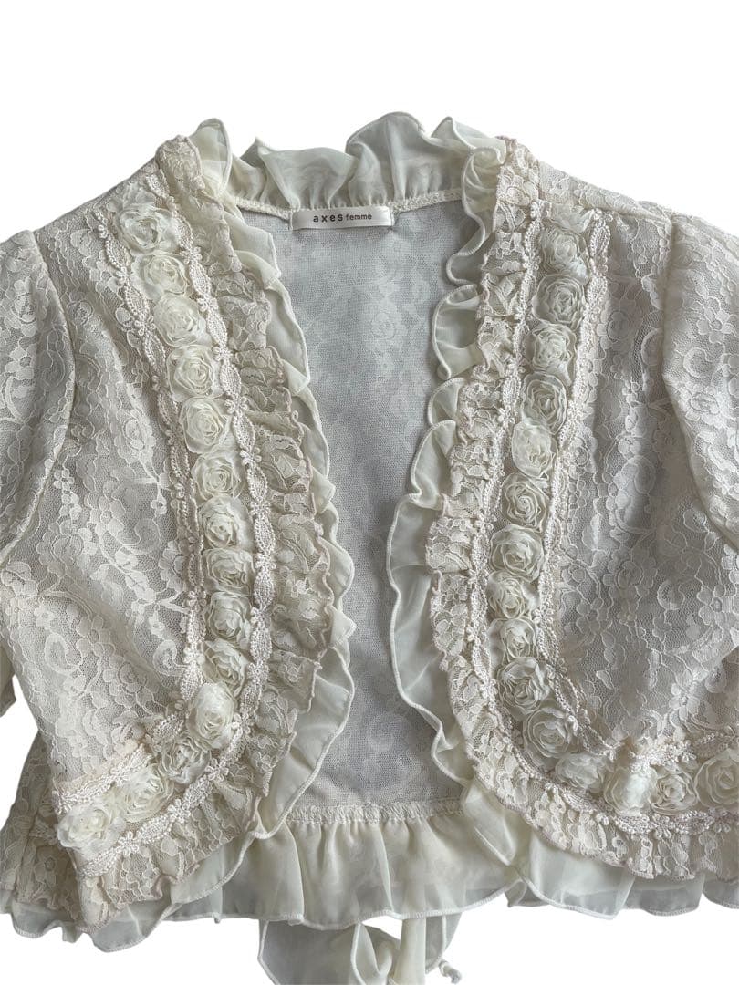 axes femme 森ガール ウィッシュコア バラ模様 カーディガン ボレロ