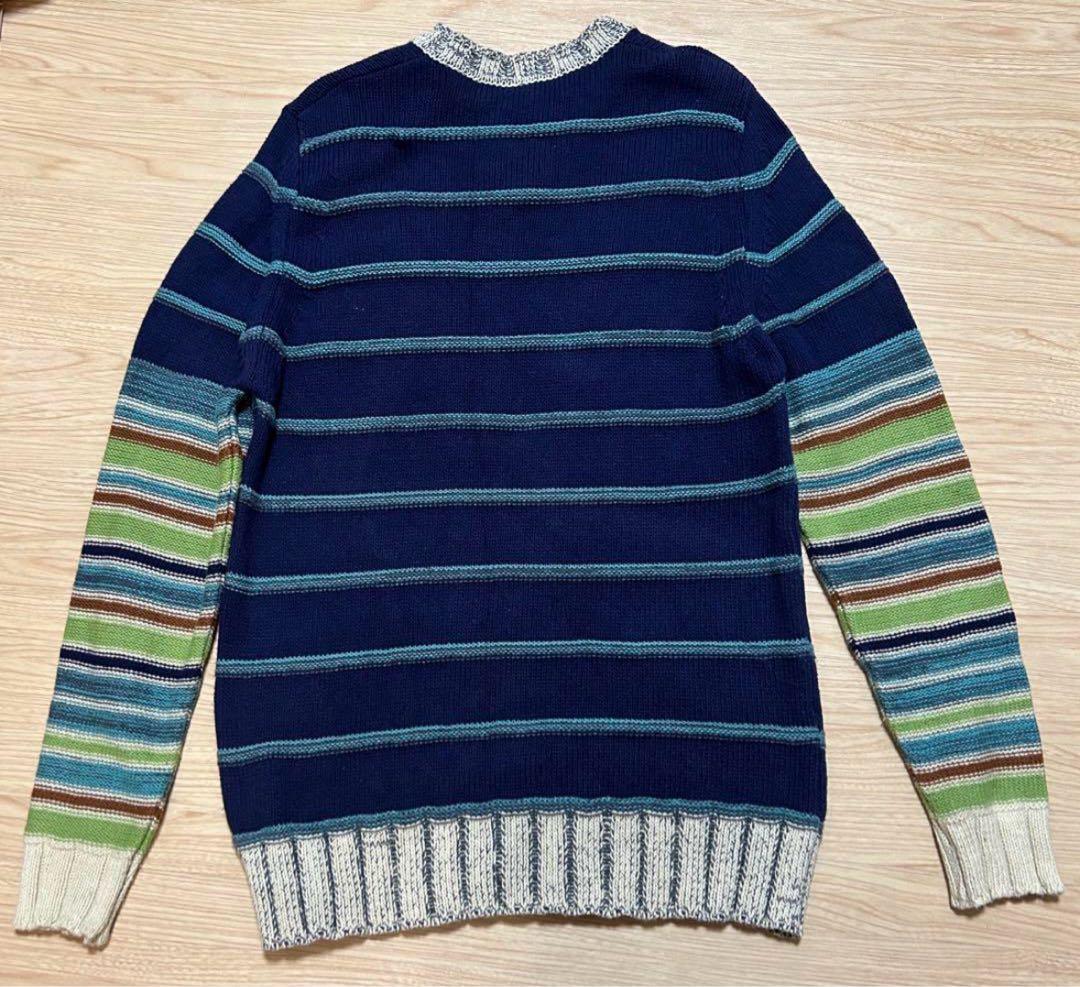 DRIES VAN NOTEN M ネイビー ストライプ Vネック セーター - メルカリ