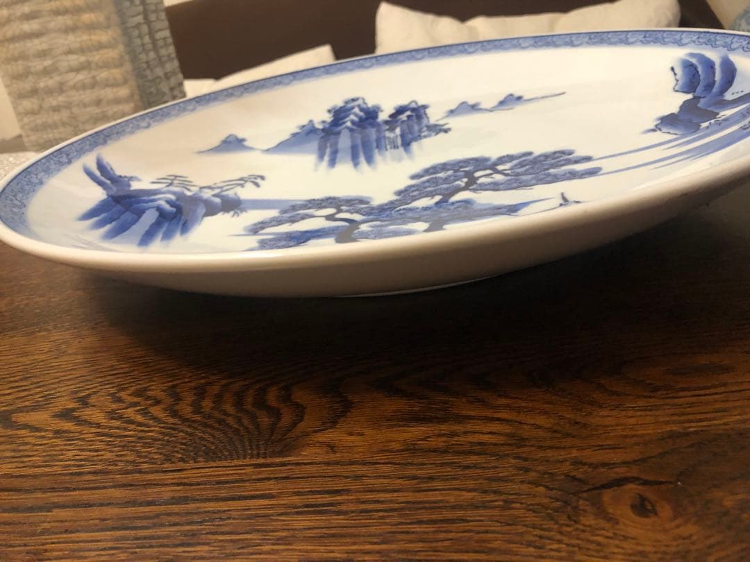 有田焼 峯山作 染付山水紋 飾り絵皿 大皿 径46cm - メルカリ