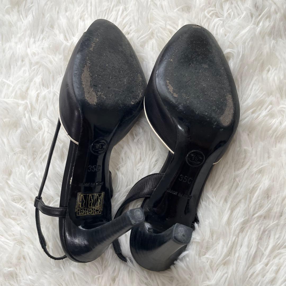 CHANEL サンダル ココマーク リボン レザー 22cm