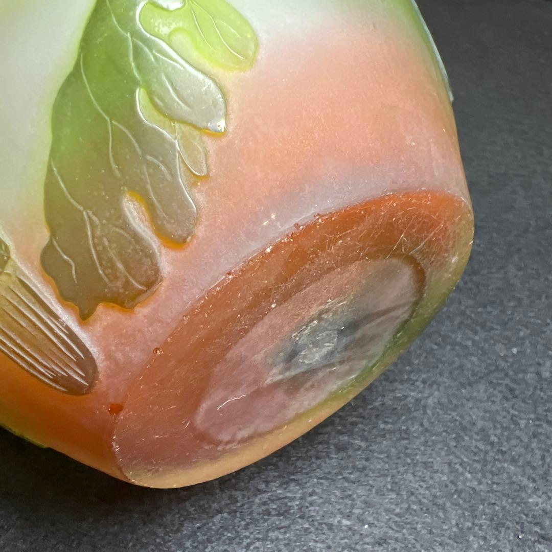 エミール・ガレ 第二期工房酸化腐食彫花入 木箱 幅約14