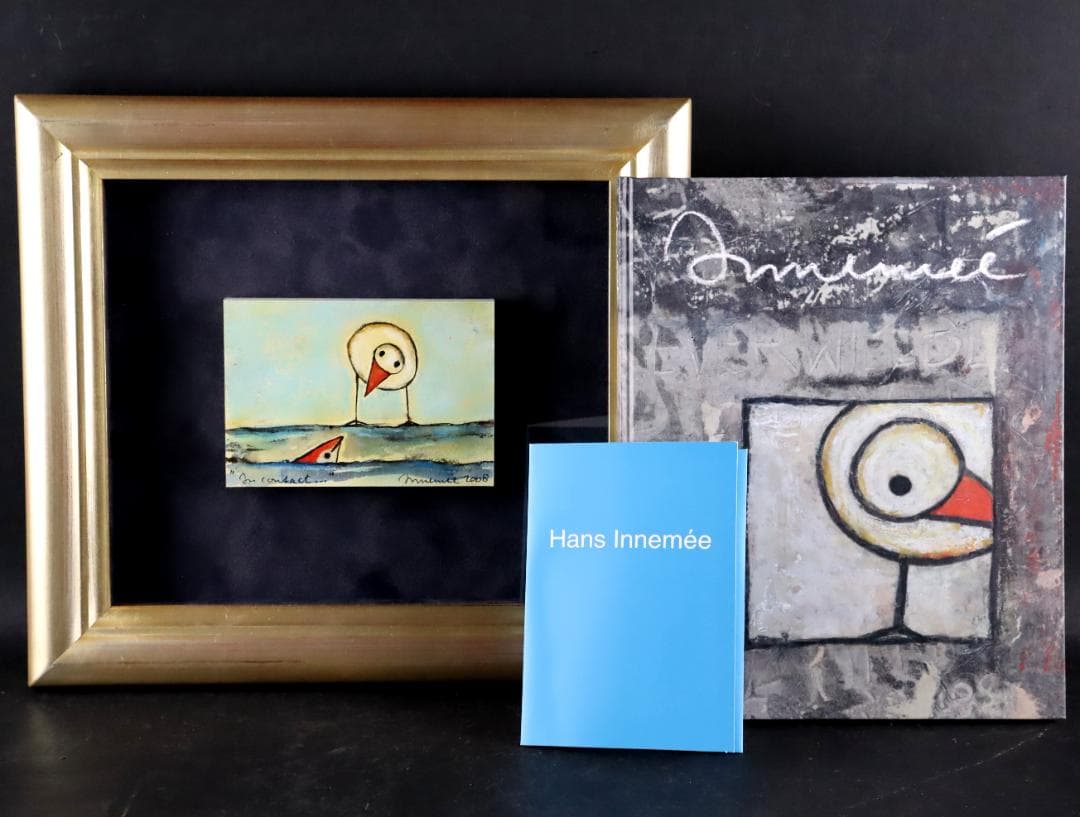 真作保証 ハンス・イヌメ 希少肉筆 板に水彩 額装 作品集・ポストカード付 真作保証 ハンス・イヌメ 希少肉筆 板に水彩 額装 作品集・ポスト