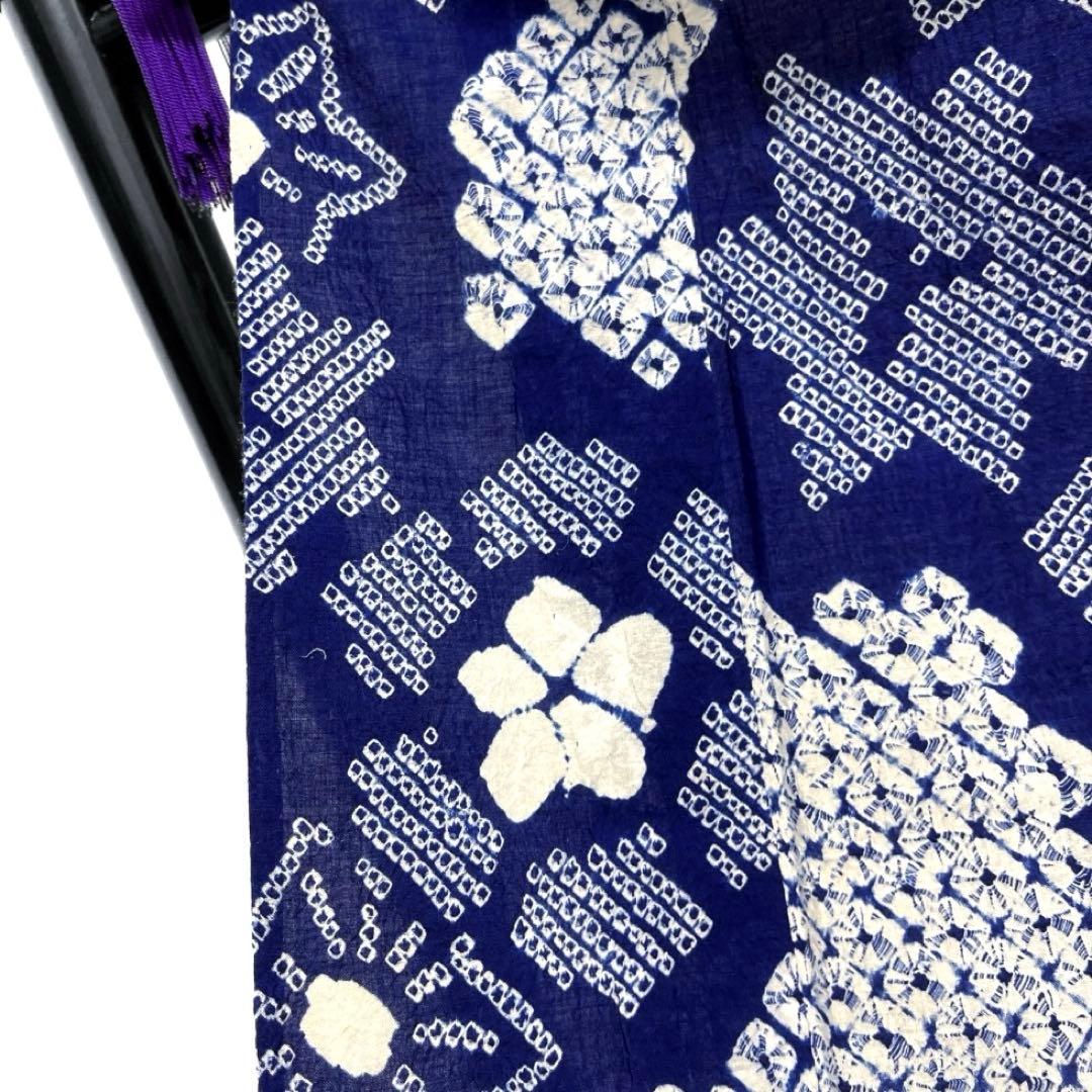 浴衣 有松鳴海絞り 花模様 楓 鹿の子 ネイビー 着物 034a d - メルカリ