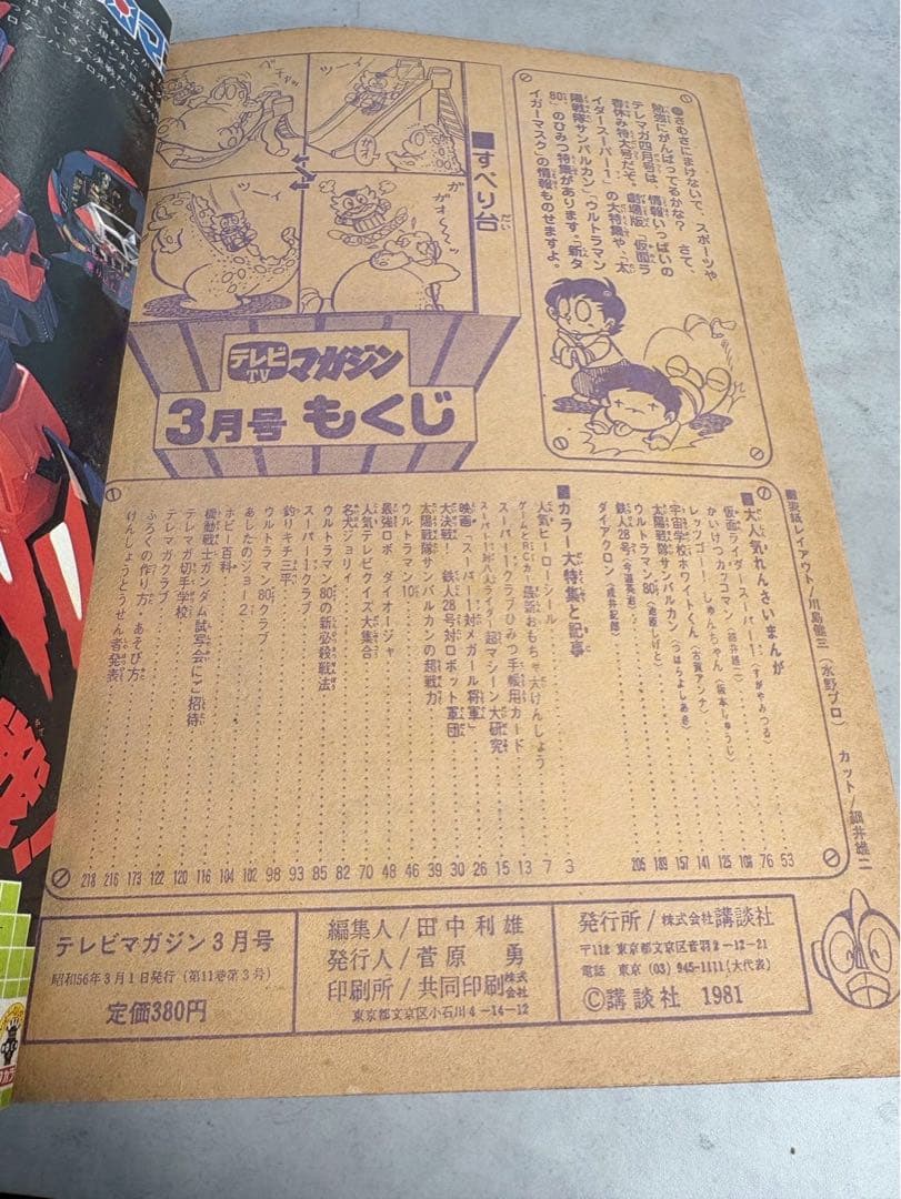 テレビマガジン 1981年3月号 仮面ライダースーパー1 太陽戦隊