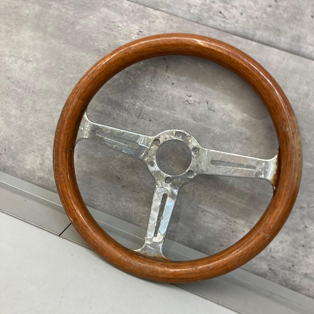 昭和レトロ 木製 ウッドステアリング ハンドル 車 パーツ ディスプレイ