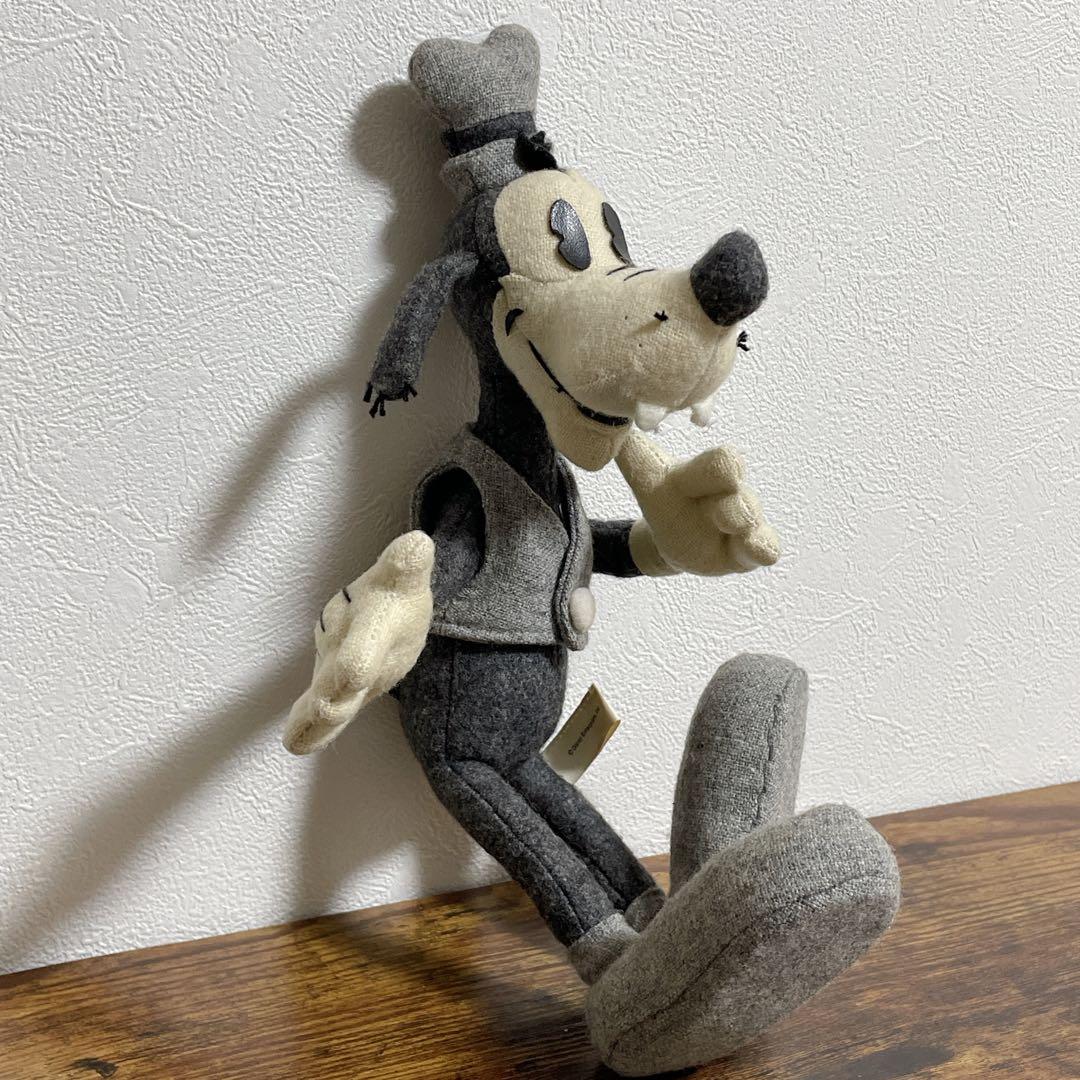 K.011 レトロ ディズニー グーフィー モノクロ ぬいぐるみ フェルト