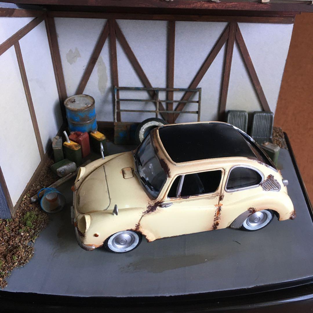 マイクロエース1/32 スバル360ミゼット 廃ガレージジオラマ 廃車草ヒロ
