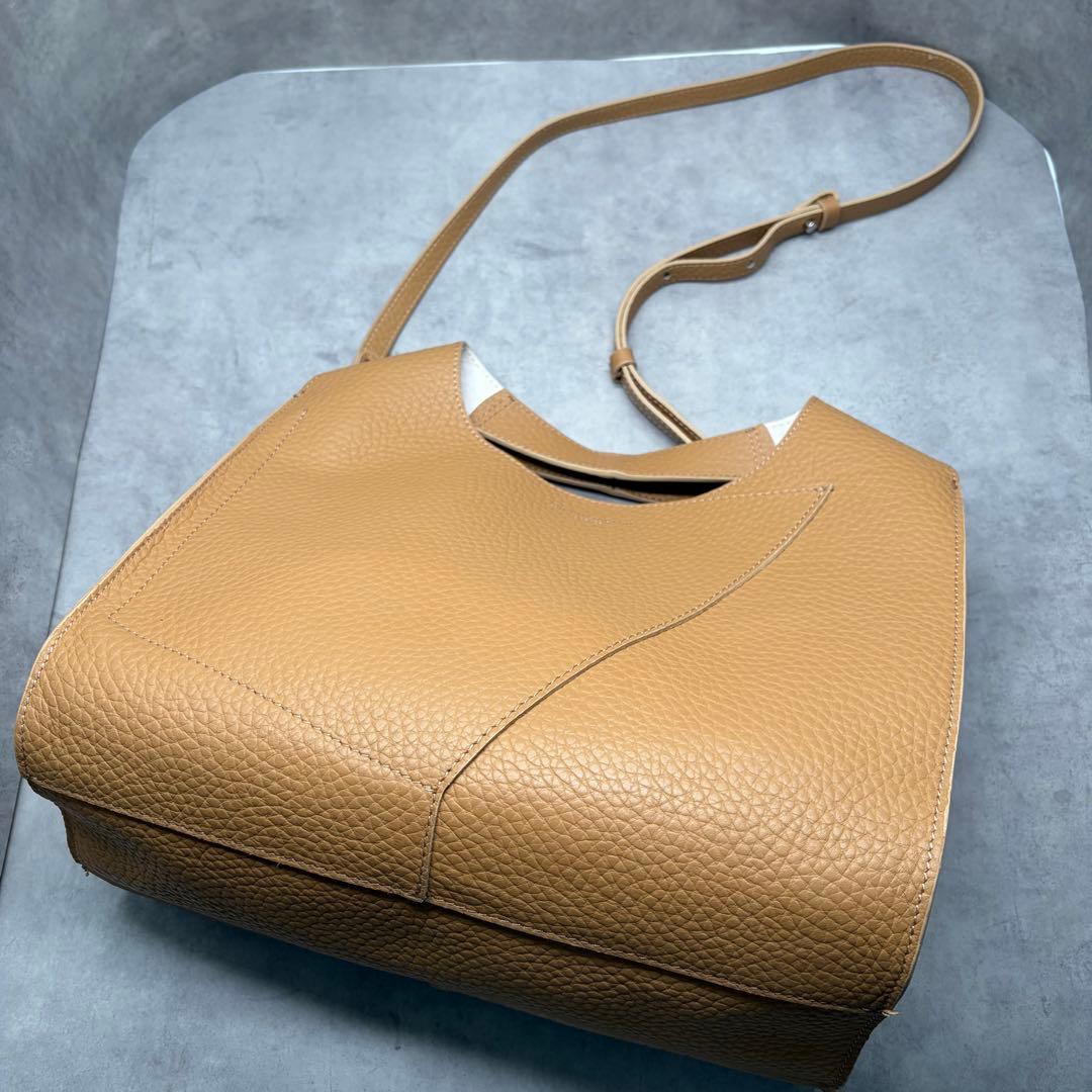 GIANNI CHIARINI Leather 2WAY Tote Camel