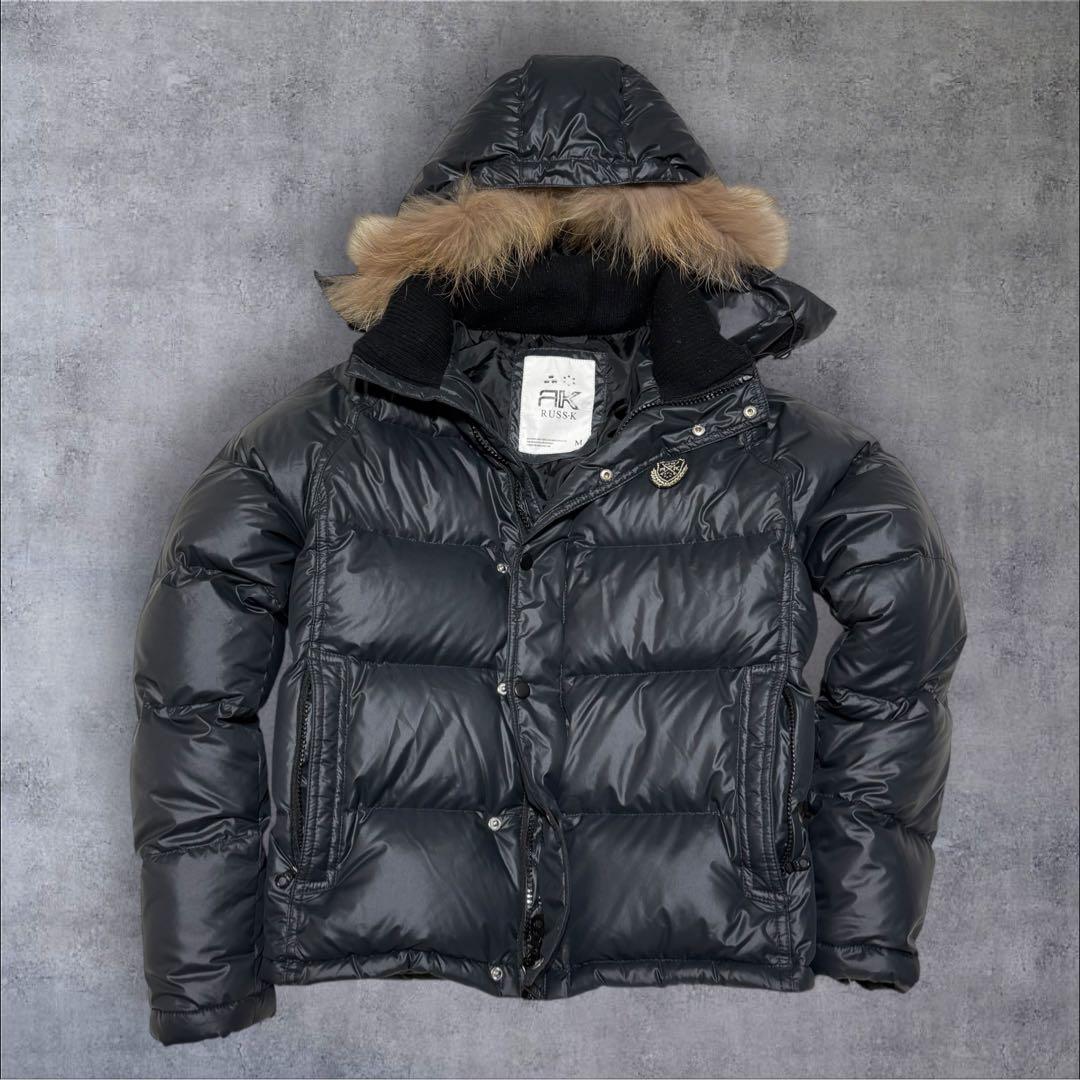 00s Y2K 平成お兄系 ファー付き ダウンジャケット 光沢 ダウン90%