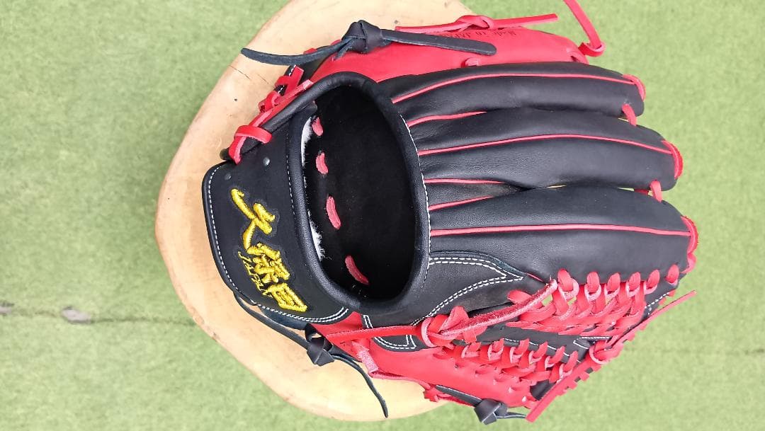 久保田JAPAN（スラッガー）硬式野球グローブ 黒赤 逆輸入 - グローブ安い