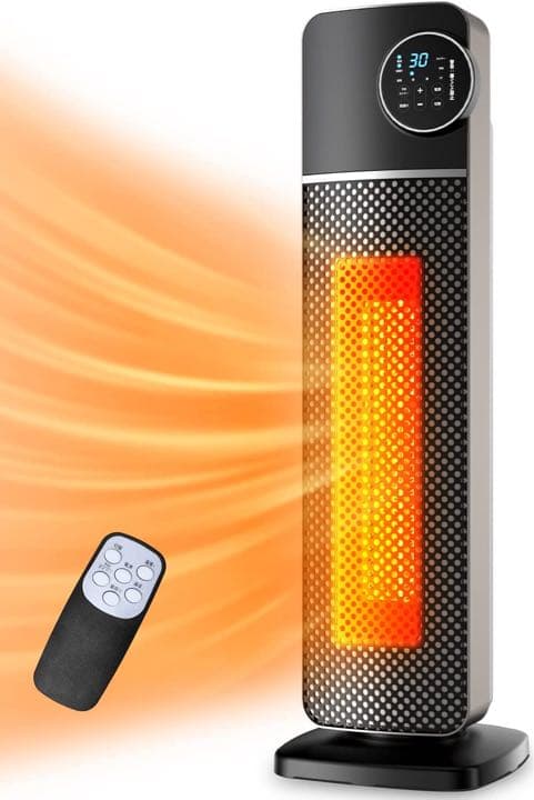 セラミックヒーター タワー型 【2秒速暖・室温センサー付】 首振り　3段階切替 Revave セラミックヒーター 室温・人感センサー付き セラミックファン