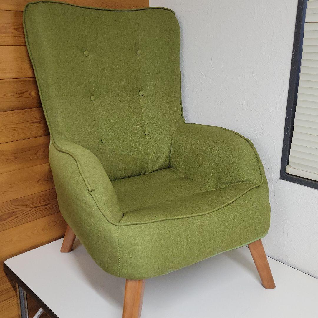 北欧風 折りたたみ 1人掛け ハイバックソファ/アームチェア グリーン 木製脚 楽天市場】10%OFF+P2倍 SS限定 ソファー 一人掛け 高座椅子 ハイバック