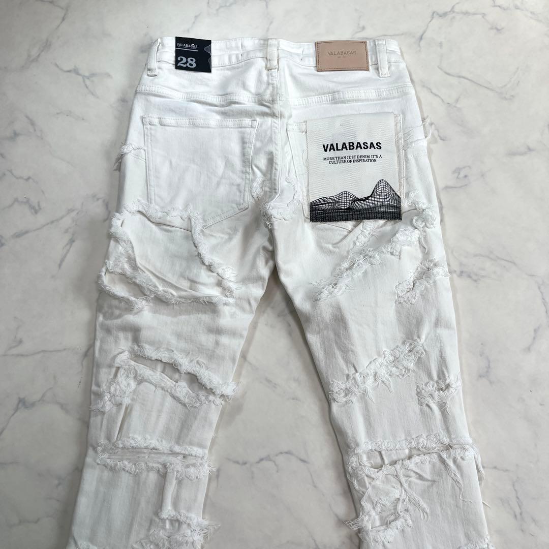 valabasaバラバサス ハードクラッシュスキニーフレアデニム ホワイト