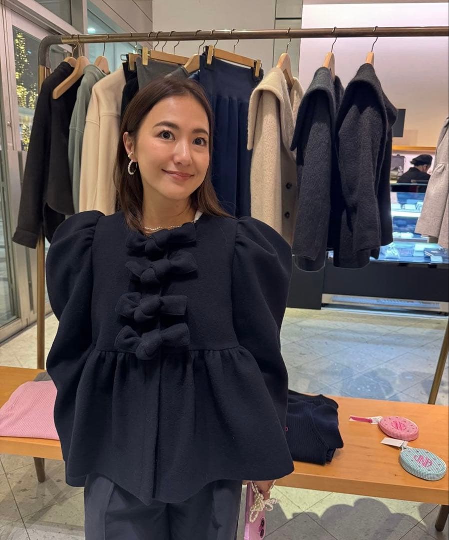 新品未使用品】jnheartsジェイエヌハーツ リボンコート 38 ネイビー