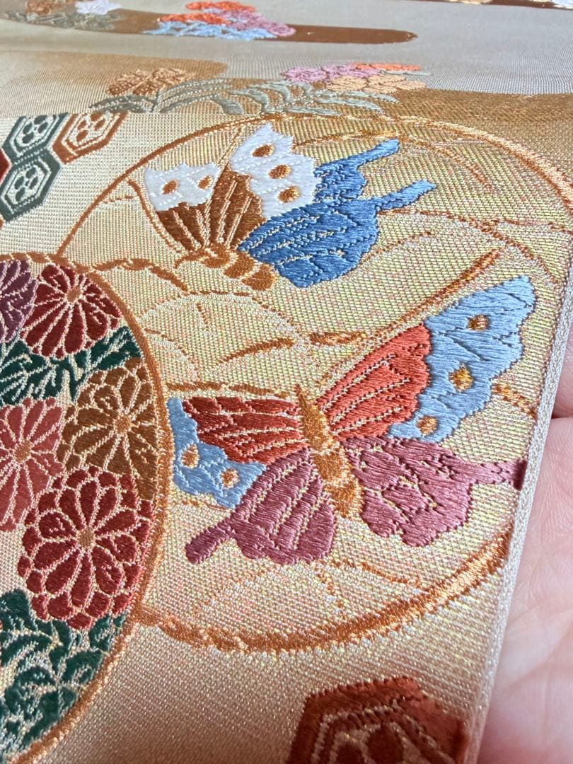 高級 袋帯 正絹 六通柄 西陣織 ゴールド 訪問着 留袖 色無地