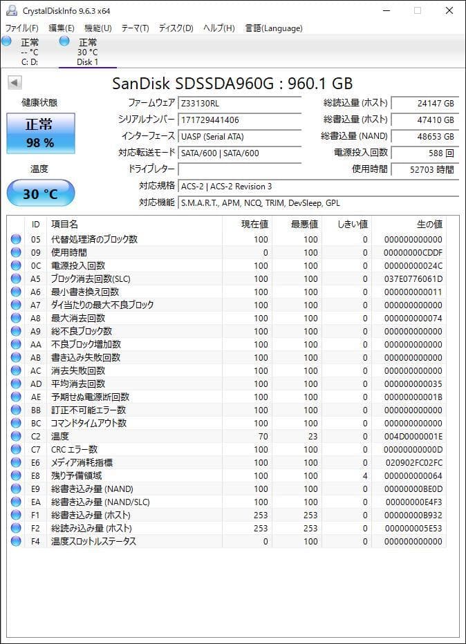 ②-WA412 SanDisk SATA 960GB SSD 2.5 1点 - メルカリ