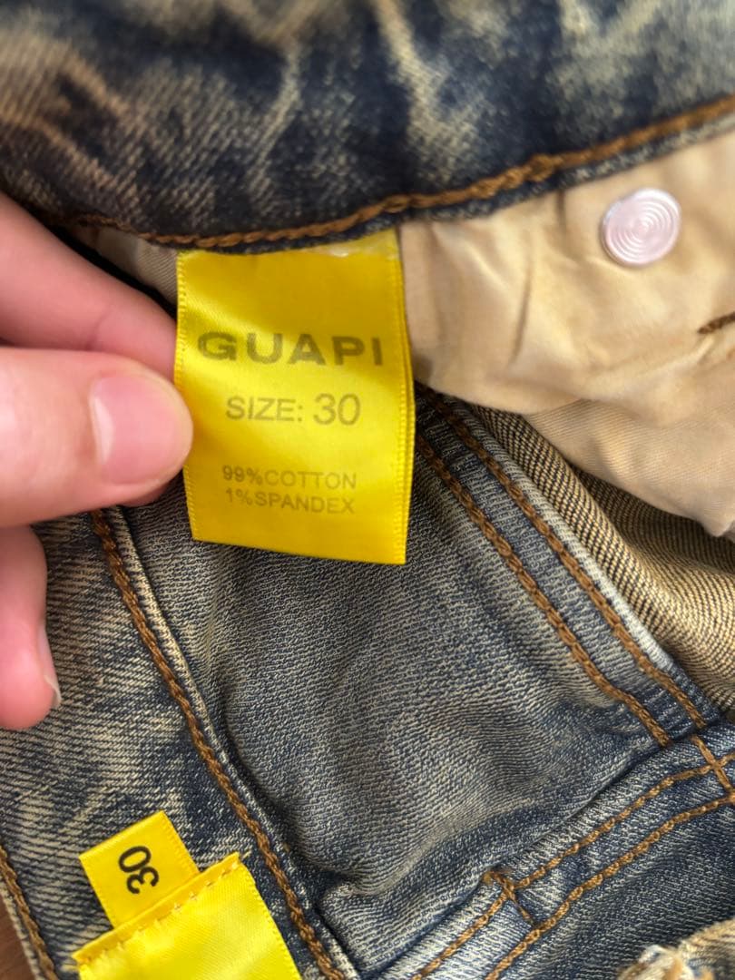 GUAPI スターパッチ 30インチ フレアデニムパンツ US drip - メルカリ