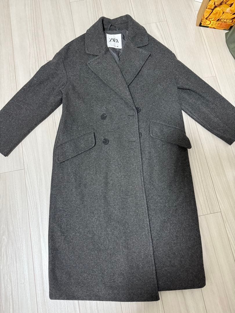 ZARA グレー ダブルブレストコート Mサイズ - メルカリ