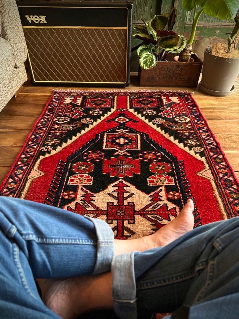 ヴィンテージラグトライバルラグハマダンメダリオン