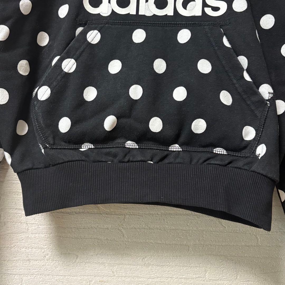 adidas アディダス ドット柄スウェットパーカー 水玉模様 黒 白 - メルカリ