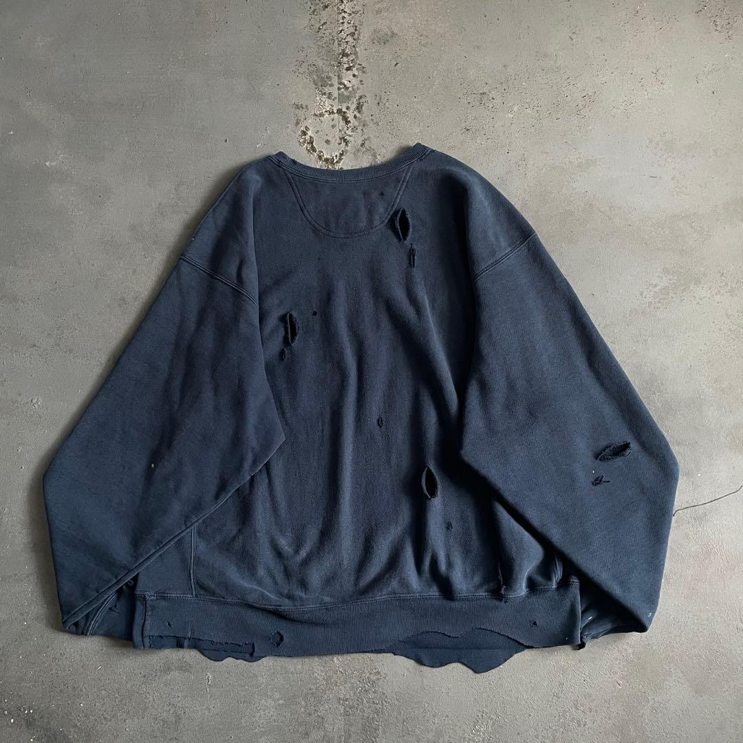 grunge is dead“ペイント“紺”XL“リバース“boro sweat - メルカリ
