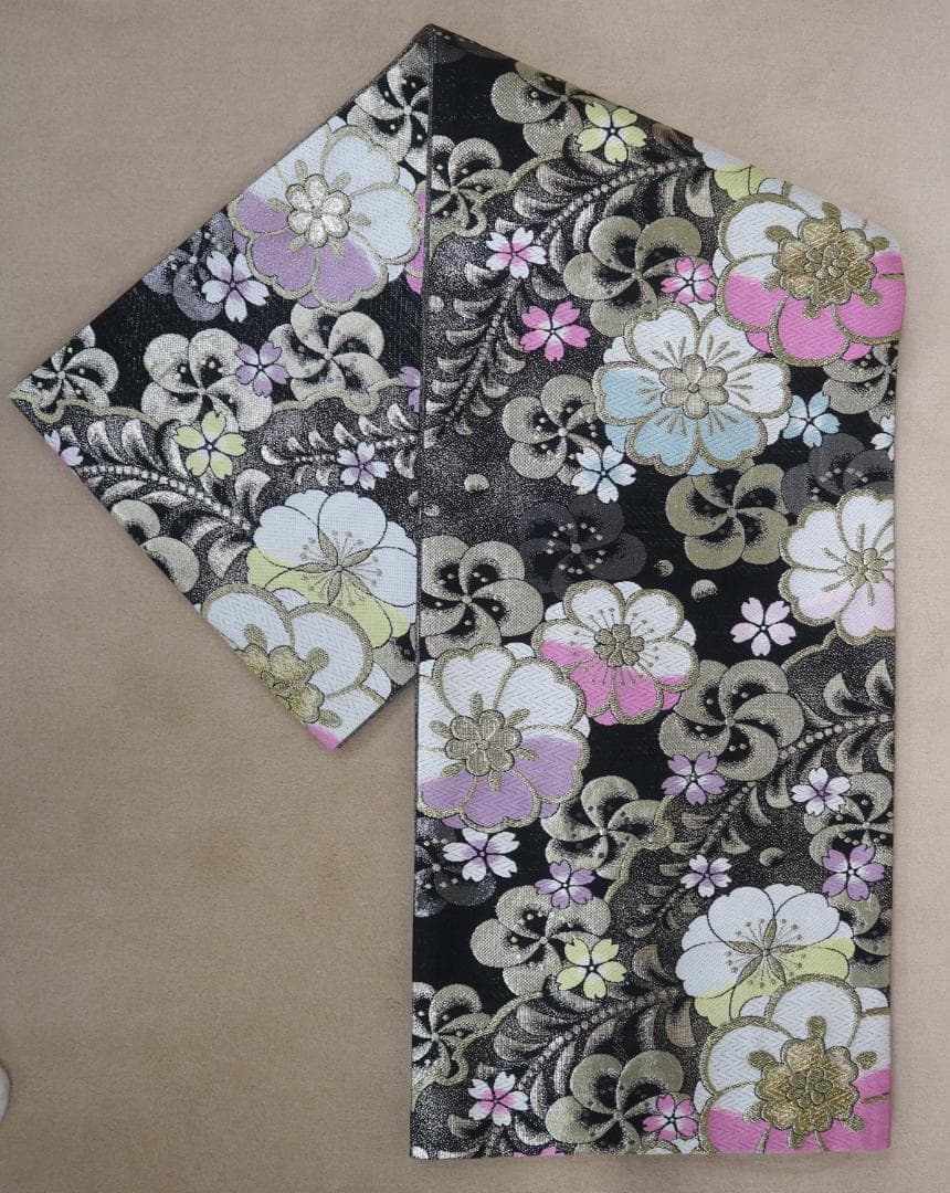 ブルー白染分け振袖（正絹）・六通袋帯（正絹）・長襦袢（合繊）三点