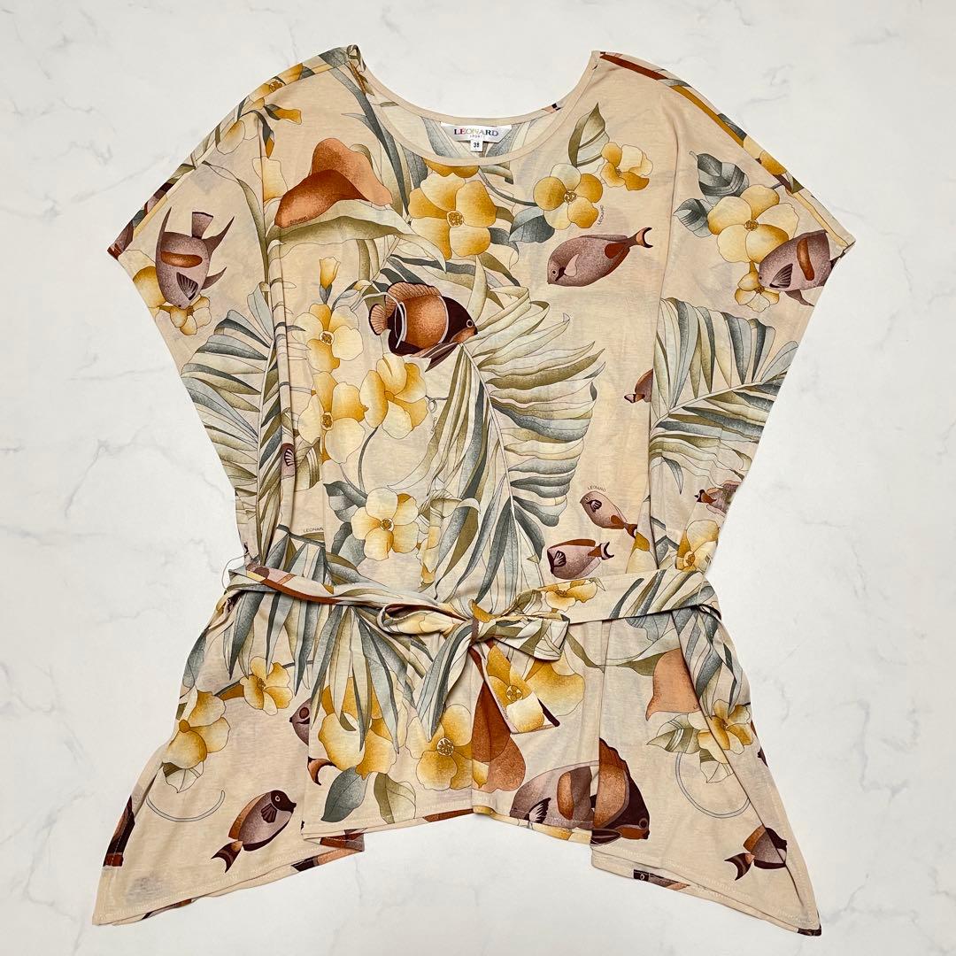 LEONARD レオナール 魚柄 花柄 半袖チュニック Mサイズ - メルカリ
